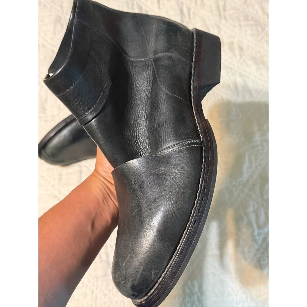 Timberland Colrain Mens Black Leather Side Zip Ankle Boots Made in Italy 12M
